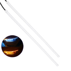 GLOBOSTAR® DRL 81724 Φώτα Ημέρας DRL & Φλας LED 8W/16W 700lm/1400lm 200° DC 12V Αδιάβροχο IP65 Ψυχρό Λευκό 6000K & Πορτοκαλί - Μ45 x Π1.3 x Υ1.3cm - Πακέτο 2 Τεμαχίων - 1 Χρόνο Εγγύηση