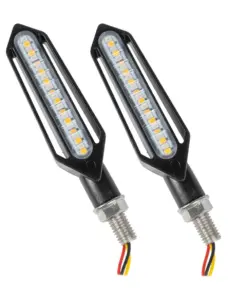 GloboStar® 81756 ΣΕΤ 2 x Φλάς Μοτοσυκλέτας Universal Knife LED SMD 5050 1.2W/2.4W 216lm/432lm DC 12V 2 Λειτουργιών Κόκκινο για Πορείας-Stop & με Τρεχούμενο Εφέ Φωτισμού Πορτοκαλί για Φλας Αδιάβροχα IP65