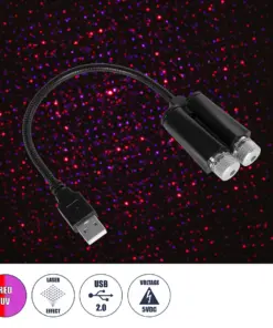 GloboStar® 81845-DUAL Διακοσμητικό Φωτιστικό Ειδικών Φωτορυθμικών Εφέ PARTY Disco LASER DC 5V με Καλώδιο Τροφοδοσίας USB Κόκκινο IP20 Μ3.5 x Π3.5 x Υ21.5cm