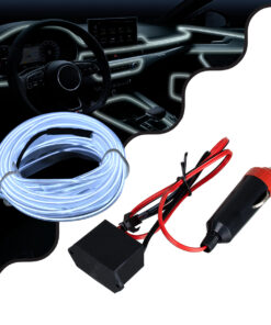 GloboStar® 82200 TUBE 360° Degree Διακοσμητική EL-Wire Neon Αυτοκινήτου Κορδόνι ΣΕΤ 3m 1W/3m 30lm/m 360° DC 12V με Βύσμα Αναπτήρα Αυτοκινήτου Αδιάβροχη IP68 Ψυχρό Λευκό 6000K