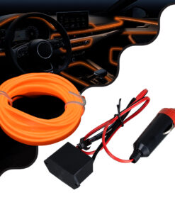 GloboStar® 82201 TUBE 360° Degree Διακοσμητική EL-Wire Neon Αυτοκινήτου Κορδόνι ΣΕΤ 3m 1W/3m 30lm/m 360° DC 12V με Βύσμα Αναπτήρα Αυτοκινήτου Αδιάβροχη IP68 Πορτοκαλί