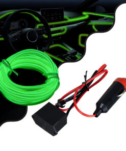 GloboStar® 82202 TUBE 360° Degree Διακοσμητική EL-Wire Neon Αυτοκινήτου Κορδόνι ΣΕΤ 3m 1W/3m 30lm/m 360° DC 12V με Βύσμα Αναπτήρα Αυτοκινήτου Αδιάβροχη IP68 Πράσινο Φωσφορούχο