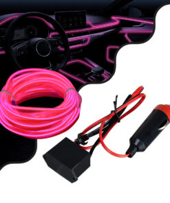 GloboStar® 82203 TUBE 360° Degree Διακοσμητική EL-Wire Neon Αυτοκινήτου Κορδόνι ΣΕΤ 3m 1W/3m 30lm/m 360° DC 12V με Βύσμα Αναπτήρα Αυτοκινήτου Αδιάβροχη IP68 Φούξια
