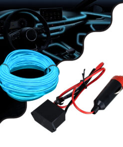 GloboStar® 82204 TUBE 360° Degree Διακοσμητική EL-Wire Neon Αυτοκινήτου Κορδόνι ΣΕΤ 3m 1W/3m 30lm/m 360° DC 12V με Βύσμα Αναπτήρα Αυτοκινήτου Αδιάβροχη IP68 Γαλάζιο