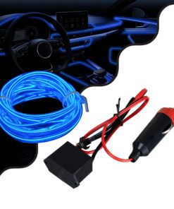 GloboStar® 82205 TUBE 360° Degree Διακοσμητική EL-Wire Neon Αυτοκινήτου Κορδόνι ΣΕΤ 3m 1W/3m 30lm/m 360° DC 12V με Βύσμα Αναπτήρα Αυτοκινήτου Αδιάβροχη IP68 Μπλε