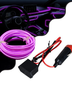 GloboStar® 82207 TUBE 360° Degree Διακοσμητική EL-Wire Neon Αυτοκινήτου Κορδόνι ΣΕΤ 3m 1W/3m 30lm/m 360° DC 12V με Βύσμα Αναπτήρα Αυτοκινήτου Αδιάβροχη IP68 Μωβ