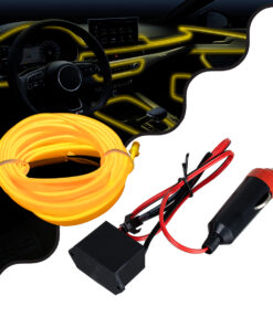 GLOBOSTAR® ELWIRE 82208 Κιτ Διακοσμητικού Φωτισμού Αυτοκινήτου LED 1.2W 84lm 360° DC 12V Αδιάβροχο IP65 Κίτρινο - Μ300 x Π1 x Υ0.3cm - 1 Χρόνο Εγγύηση