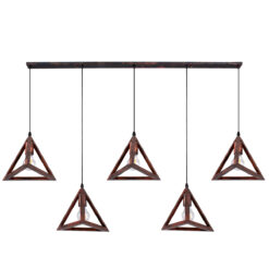 GLOBOSTAR® TRIANGLE 00609 Μοντέρνο Κρεμαστό Φωτιστικό Οροφής με Ντουί 5 x E27 AC 220-240V IP20 - Χάλκινο - Μ170 x Π22 x Y130cm