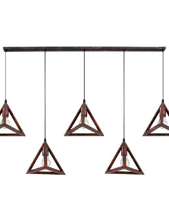 GLOBOSTAR® TRIANGLE 00609 Μοντέρνο Κρεμαστό Φωτιστικό Οροφής με Ντουί 5 x E27 AC 220-240V IP20 - Χάλκινο - Μ170 x Π22 x Y130cm