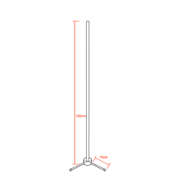 Μοντέρνο Minimal Επιδαπέδιο Μαύρο Φωτιστικό 150cm LED 24 Watt με Ασύρματο Χειριστήριο RF & Dimmer Πράσινο GloboStar ALIEN Design GLOBO-150-5 - Image 2