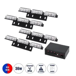 GloboStar® 85017 PRO Series ΣΕΤ 4 x 3 Μπάρες Σήμανσης Οχήματος Οδικής Βοήθειας για Αυτοκίνητα & Φορτηγά 3 Προγραμμάτων Φωτισμού STROBE LED HIGH POWER 36W DC 10-30V Αδιάβροχο IP65 Κόκκινο & Μπλε- Μ18 x Π4.5 x Υ3cm - 2 Χρόνια Εγγύηση