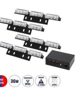GloboStar® 85017 PRO Series ΣΕΤ 4 x 3 Μπάρες Σήμανσης Οχήματος Οδικής Βοήθειας για Αυτοκίνητα & Φορτηγά 3 Προγραμμάτων Φωτισμού STROBE LED HIGH POWER 36W DC 10-30V Αδιάβροχο IP65 Κόκκινο & Μπλε- Μ18 x Π4.5 x Υ3cm - 2 Χρόνια Εγγύηση
