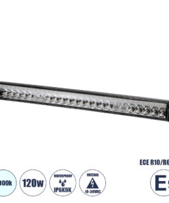 GloboStar® 85333 E9 Mark Vehicle - JEEP & Forklift LED Bar - Μπάρα Εργασίας για Οχήματα - JEEP & Περονοφόρα - Κλαρκ LED 120W DC 10-30V Αδιάβροχη IP6K9K Ψυχρό Λευκό 6000K Μ50 x Π6 x Υ5cm