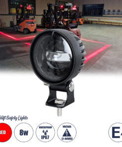 GloboStar® 85340 E4 Mark Forklift Safety Lights - Φώτα Προειδοποίησης & Διαγράμμισης Ασφαλείας για Περονοφόρα - Κλάρκ LED 8W DC 12-80V Αδιάβροχο IP67 Κόκκινο Μ8.5 x Π6.5 x Υ12cm