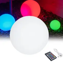 GLOBOSTAR® GARDENGLOW 85361 Μοντέρνο Φωτιστικό Κήπου Μπάλα με IR Ασύρματο Χειριστήριο LED 5W 250lm 360° DC 5V με USB-C με Επαναφορτιζόμενη Μπαταρία Li-ion 3.7V 2x18650 1400mAh Αδιάβροχο IP54 Πολύχρωμο RGBW Dimmable - Sanan SMD Chip - Γαλακτερό Λευκό - Μ15 x Π15 x Υ15cm - 2 Χρόνια Εγγύηση