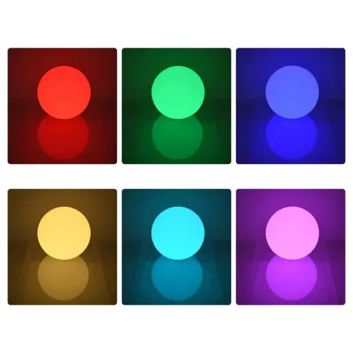 GLOBOSTAR® GARDENGLOW 85362 Μοντέρνο Φωτιστικό Κήπου Μπάλα με IR Ασύρματο Χειριστήριο LED 5W 250lm 360° DC 5V με USB-C με Επαναφορτιζόμενη Μπαταρία Li-ion 3.7V 2x18650 1400mAh Αδιάβροχο IP54 Πολύχρωμο RGBW Dimmable - Sanan SMD Chip - Γαλακτερό Λευκό - Μ20 x Π20 x Υ20cm - 2 Χρόνια Εγγύηση - Image 5