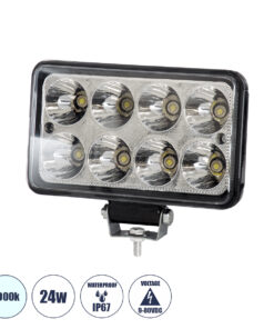GloboStar® 85419 Vehicle & Forklift Work Lights - Φώτα Εργασίας για Οχήματα Περονοφόρα - Κλάρκ LED 24W DC 9-80V Αδιάβροχο IP67 Ψυχρό Λευκό 6000K Μ15.5 x Π9 x Υ5.5cm