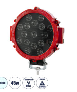 GloboStar® 85422 Vehicle & Forklift Work Lights - Φώτα Εργασίας για Οχήματα Περονοφόρα - Κλάρκ LED 45W DC 9-80V Αδιάβροχο IP67 Μαύρο Κόκκινο Μ20 x Π18 x Υ5cm