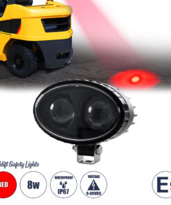 GloboStar® 85424 E9 Mark Forklift Safety Lights - Φώτα Προειδοποίησης & Διαγράμμισης Ασφαλείας για Περονοφόρα - Κλάρκ LED 8W DC 9-80V Αδιάβροχο IP67 Κόκκινο Μ14.5 x Π11.5 x Υ8cm