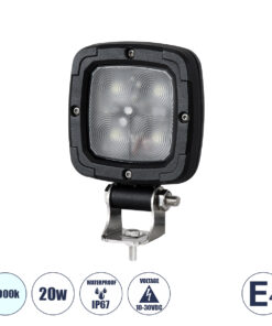 GloboStar® 85427 E4 Mark Vehicle & Forklift Work Lights - Φώτα Εργασίας για Οχήματα Περονοφόρα - Κλάρκ LED 20W DC 10-30V Αδιάβροχο IP67 Ψυχρό Λευκό 6000K Μ14 x Π9.5 x Υ3cm