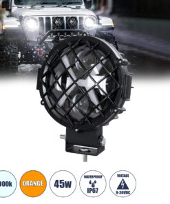 GloboStar® 85438 Vehicle & JEEP Work Lights - Φώτα Εργασίας για Οχήματα και JEEP με X Light DRL & Φλας LED High Power 45W DC 9-36V Αδιάβροχo IP67 Πορτοκαλί & Ψυχρό Λευκό 6000K M17 x Π8 x Υ21cm
