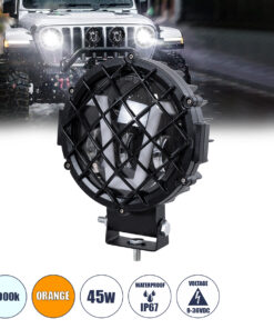 GloboStar® 85439 Vehicle & JEEP Work Lights - Φώτα Εργασίας για Οχήματα και JEEP με V Light DRL & Φλας LED High Power 45W DC 9-36V Αδιάβροχo IP67 Πορτοκαλί & Ψυχρό Λευκό 6000K M17 x Π8 x Υ21cm