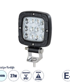 GloboStar® 85454 E4 Mark Vehicle & Forklift Work Lights - Φώτα Εργασίας για Οχήματα Περονοφόρα - Κλάρκ LED 27W DC 10-80V Αδιάβροχο IP67 Ψυχρό Λευκό 6000K Μ9.5 x Π3 x Υ13.5cm