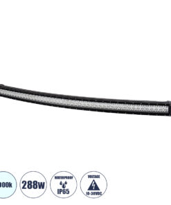 GloboStar® 85473 JEEP & Forklift LED Curved Bar - Μπάρα Εργασίας Curved για Οχήματα - JEEP & Περονοφόρα - Κλαρκ LED 288W DC 10-30V Αδιάβροχη IP65 Ψυχρό Λευκό 6000K Μ128 x Π8 x Υ8cm