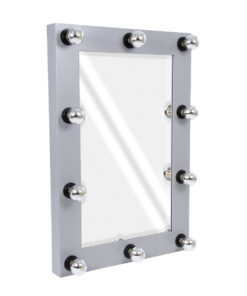 GloboStar® MAKEUP MIRROR-60x90-3 Μοντέρνος Καθρέπτης Μακιγιάζ με Πλαίσιο Φυσικού Ξύλου με Διακόπτη On/Off 10 x E27 AC220-240V - Μ60 x Π7 x Υ90cm - Γκρι Τσιμέντου