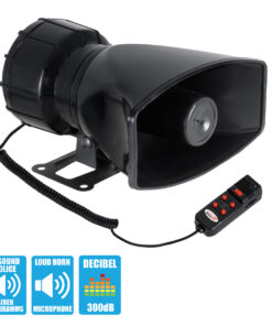 GloboStar® 85698 Τηλεβόας - Ντουντούκα - Σειρήνα - Κόρνα Αυτοκινήτου με 5 Προγράμματα Ήχητικών Εφέ Αστυνομίας - Πυροσβεστικής - Security με Μικρόφωνο - 100W 300db DC 12V Αδιάβροχο IP65
