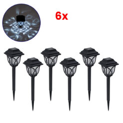 GloboStar® 85703 ΣΕΤ 6 Τεμαχίων Αυτόνομα Ηλιακά Φωτιστικά LED SMD 1W 100lm με Ενσωματωμένη Μπαταρία 600mAh - Φωτοβολταϊκό Πάνελ με Αισθητήρα Ημέρας-Νύχτας Αδιάβροχο IP65 Φανάρι Κήπου Τετράγωνο Ψυχρό Λευκό 6000K