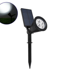 GloboStar® 85710 Μαύρο Προβολάκι Σποτ Κήπου Πλαστικό Καρφωτό LED HIGH POWER 8W 800lm με Ενσωματωμένη Μπαταρία 2200mAh - Φωτοβολταϊκό Πάνελ με Αισθητήρα Ημέρας-Νύχτας Αδιάβροχo IP67 Ψυχρό Λευκό 6000K