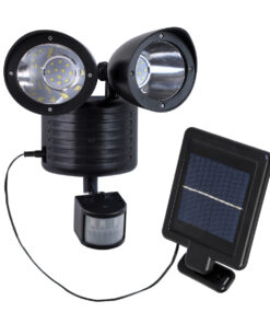 GloboStar® 85712 Μαύρο Αυτόνομο Ηλιακό Φωτιστικό LED SMD 10W 150lm με Ενσωματωμένη Μπαταρία 1200mAh - Φωτοβολταϊκό Πάνελ με Αισθητήρα Ημέρας-Νύχτας και PIR Αισθητήρα Κίνησης Αδιάβροχο IP54 Ψυχρό Λευκό 6000K