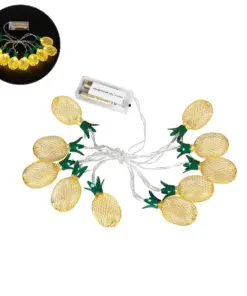 GloboStar® 85806 Διακοσμητική Γιρλάντα Pineapple Lamp 2 Μέτρα με Διακόπτη On/Off - 10 LED 1W με Μπαταρίες 2xAA & Διάφανο Καλώδιο IP44 Θερμό Λευκό 3000K Μ2m