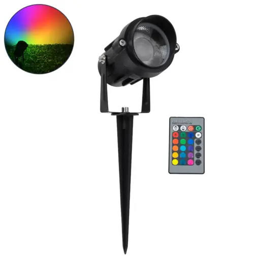 GloboStar® 85814 Προβολάκι Κήπου Καρφωτό - Δαπέδου COB LED 10W 1000lm 35° AC 230V με Smart App & Ασύρματο Χειριστήριο IR Αδιάβροχο IP67 Πολύχρωμο RGB Dimmable