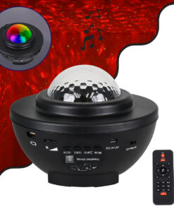 GloboStar® 85817 Μαύρο Επιτραπέζιο Διακοσμητικό Φωτιστικό Ειδικών Εφε NIGHT GALAXY WORLD 3D LED 10W DC 5V 2200mAh Επαναφορτιζόμενο με Bluetooth Speaker - Sound Activated - Καλώδιο Τροφοδοσίας USB και Ασύρματο Χειριστήριο RF 2.4Ghz Πολύχρωμo RGBW Dimmable