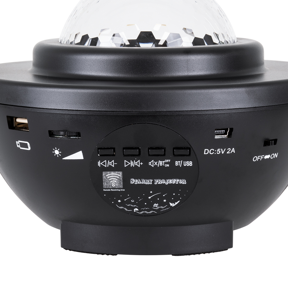 GloboStar® 85817 Μαύρο Επιτραπέζιο Διακοσμητικό Φωτιστικό Ειδικών Εφε NIGHT GALAXY WORLD 3D LED 10W DC 5V 2200mAh Επαναφορτιζόμενο με Bluetooth Speaker - Sound Activated - Καλώδιο Τροφοδοσίας USB και Ασύρματο Χειριστήριο RF 2.4Ghz Πολύχρωμo RGBW Dimmable - Image 6