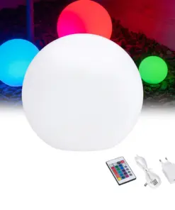 GLOBOSTAR® GARDENGLOW 85824 Μοντέρνο Φωτιστικό Κήπου Μπάλα με IR Ασύρματο Χειριστήριο LED 5W 250lm 360° DC 5V με USB-C με Επαναφορτιζόμενη Μπαταρία Li-ion 3.7V 2x18650 1400mAh Αδιάβροχο IP54 Πολύχρωμο RGBW Dimmable - Sanan SMD Chip - Γαλακτερό Λευκό - Μ24 x Π24 x Υ24cm - 2 Χρόνια Εγγύηση