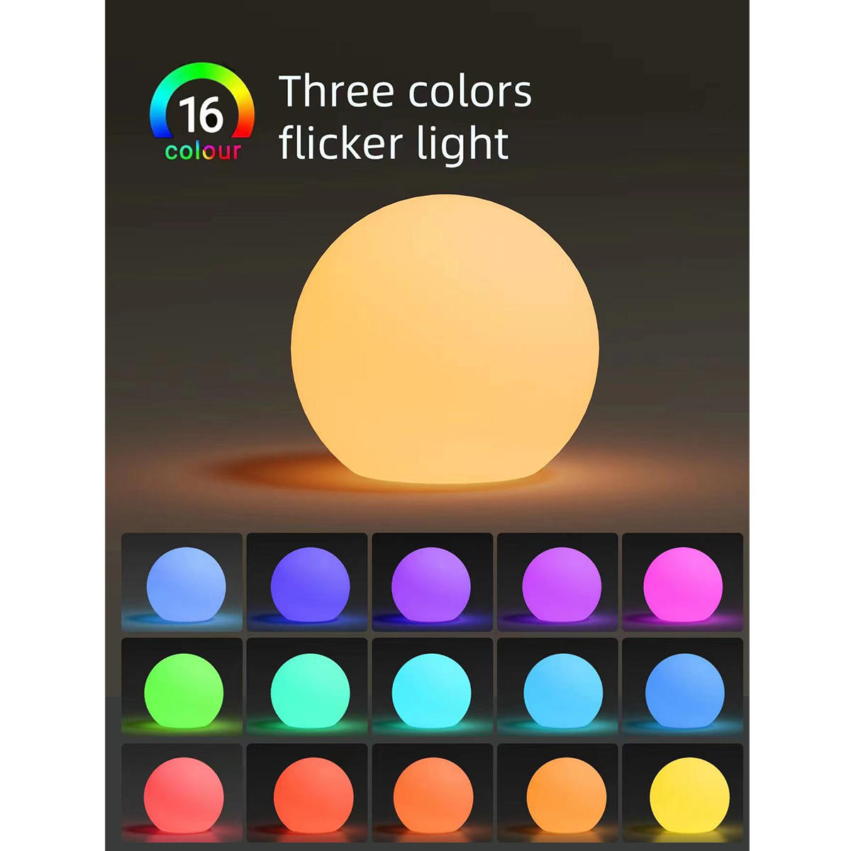 GLOBOSTAR® GARDENGLOW 85824 Μοντέρνο Φωτιστικό Κήπου Μπάλα με IR Ασύρματο Χειριστήριο LED 5W 250lm 360° DC 5V με USB-C με Επαναφορτιζόμενη Μπαταρία Li-ion 3.7V 2x18650 1400mAh Αδιάβροχο IP54 Πολύχρωμο RGBW Dimmable - Sanan SMD Chip - Γαλακτερό Λευκό - Μ24 x Π24 x Υ24cm - 2 Χρόνια Εγγύηση - Image 10