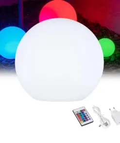 GloboStar® GARDENGLOW 85825 Μοντέρνο Φωτιστικό Κήπου Μπάλα LED Globe 10W Φ40 Επαναφορτιζόμενο Μπαταρίας με Καλώδιο USB - Φορτιστή και Ασύρματο Χειριστήριο IR Αδιάβροχο IP65 Πολύχρωμο RGBW