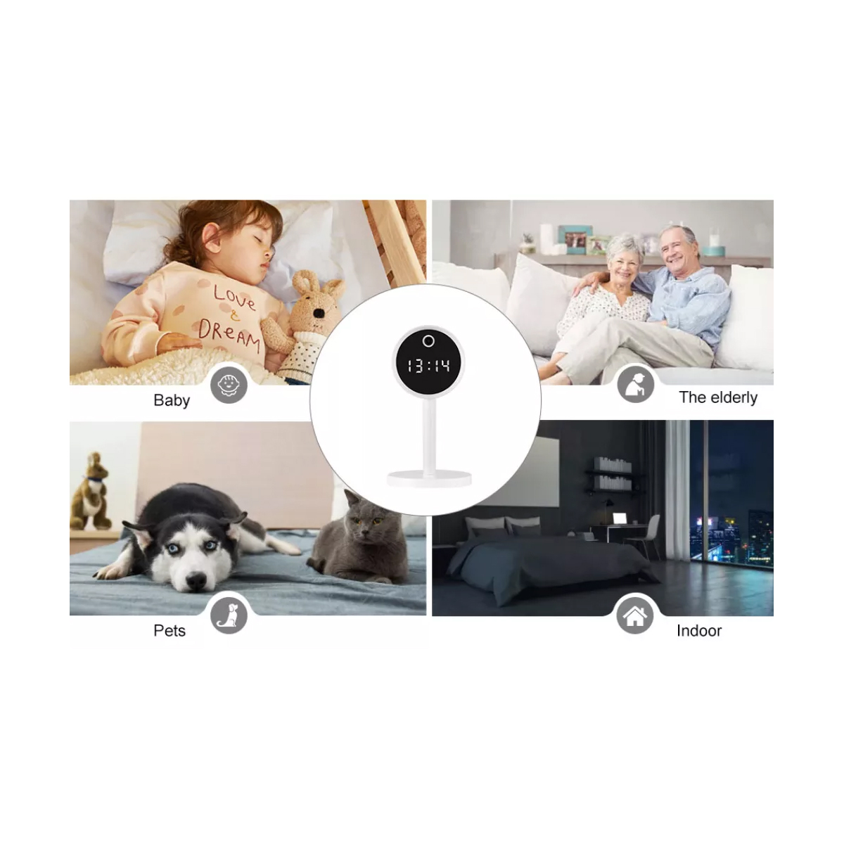 GloboStar® 86006 Rechargeable Table Camera WiFi HD 1080P 160° 1500mAh Two Way Audio Motion Detection & Digital Clock - Επαναφορτιζόμενη Επιτραπέζια Κάμερα WiFi HD 1080P 160° 1500mAh Διπλή Κατέυθυνση Ομιλίας Ανιχνευτή Κίνησης & Ψηφιακό Ρολόι - Λευκό - Image 19