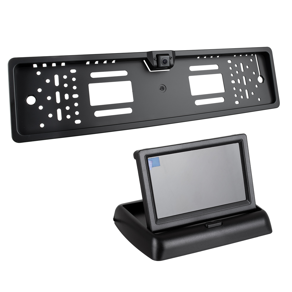 GloboStar® 86013 Πλαίσιο Πινακίδας Αυτοκινήτου με Ενσωματωμένη Αδιάβροχη Κάμερα Οπισθοπορείας 720p HD CMOS Signal 170° DC 12V και Πτυσσόμενη Οθόνη 4.3" - Image 3