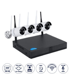 GloboStar® 86037 Ασύρματο Καταγραφικό με 4 x Camera 2MP 1080P WiFi 150° Μοιρών - Αδιάβροχο IP66 - Νυχτερινή Όραση με LED IR - Μονή Κατέυθυνση Ομιλίας - Ανιχνευτή Κίνησης - Νυχτερινή Λήψη - Λευκό