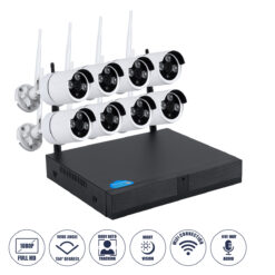 GloboStar® 86038 Ασύρματο Καταγραφικό με 8 x Camera 2MP 1080P WiFi 150° Μοιρών - Αδιάβροχο IP66 - Νυχτερινή Όραση με LED IR - Μονή Κατέυθυνση Ομιλίας - Ανιχνευτή Κίνησης - Νυχτερινή Λήψη - Λευκό