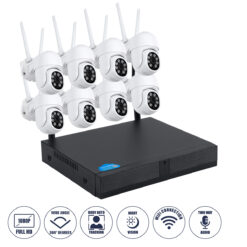 GloboStar® 86040 Ασύρματο Καταγραφικό με 8 x Camera 2MP 1080P WiFi 360° Μοιρών - Αδιάβροχο IP66 - Νυχτερινή Όραση με LED IR - Διπλή Κατέυθυνση Ομιλίας - Ανιχνευτή Κίνησης - Νυχτερινή Λήψη - Λευκό