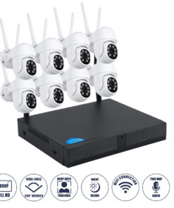 GloboStar® 86040 Ασύρματο Καταγραφικό με 8 x Camera 2MP 1080P WiFi 360° Μοιρών - Αδιάβροχο IP66 - Νυχτερινή Όραση με LED IR - Διπλή Κατέυθυνση Ομιλίας - Ανιχνευτή Κίνησης - Νυχτερινή Λήψη - Λευκό