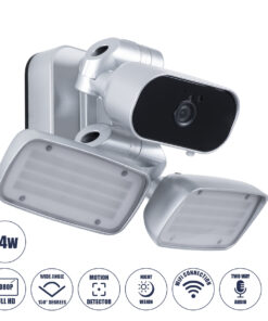 GloboStar® 86043 Προβολέας LED SMD 24W 2160lm με IP Camera 1080P 2MP WiFi 150° Μοιρών - AC 230V - με Αισθητήρα Ημέρας-Νύχτας & Ρύθμιση Χρόνου Ανάμματος - Αδιάβροχος IP66 Ψυχρό Λευκό 6000K - Ασημί