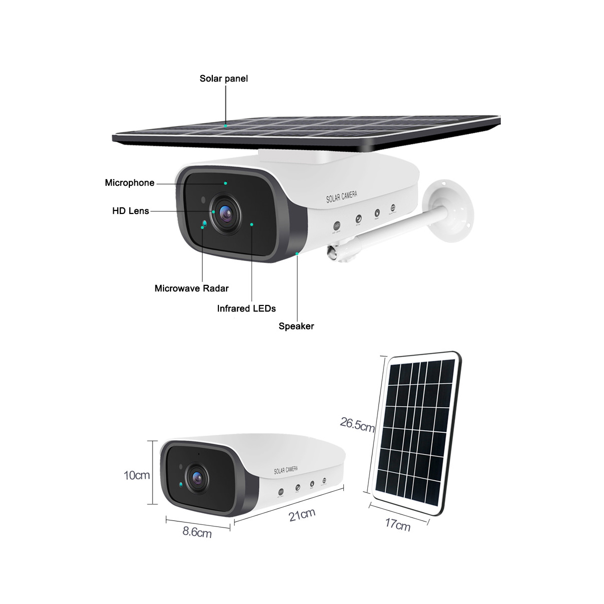 GloboStar® 86047 Αυτόνομη Ηλιακή Camera 1080P 2MP WiFi 150° Μπαταρία 3200mAh Φωτοβολταϊκό Πάνελ Διπλή Κατέυθυνση Ομιλίας Αδιάβροχη IP66 Ψυχρό Λευκό 6000K - Λευκό - Image 10