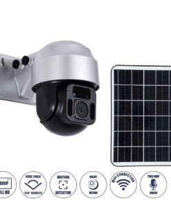 GloboStar® 86049 Αυτόνομη Ηλιακή Camera 1080P 2MP WiFi 150° Μπαταρία 3200mAh Φωτοβολταϊκό Πάνελ Διπλή Κατέυθυνση Ομιλίας Αδιάβροχη IP66 Ψυχρό Λευκό 6000K - Ασημί