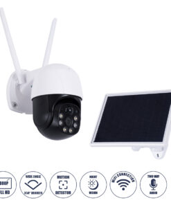 GloboStar® 86055 Αυτόνομη Ηλιακή IP Camera 1080P 2MP WiFi 350° Μοιρών - 3200mAh - Φωτοβολταϊκό Πάνελ - Νυχτερινή Όραση με LED IR - Ανιχνευτή Κίνησης - Νυχτερινή Λήψη - Αδιάβροχη IP66 - Λευκό